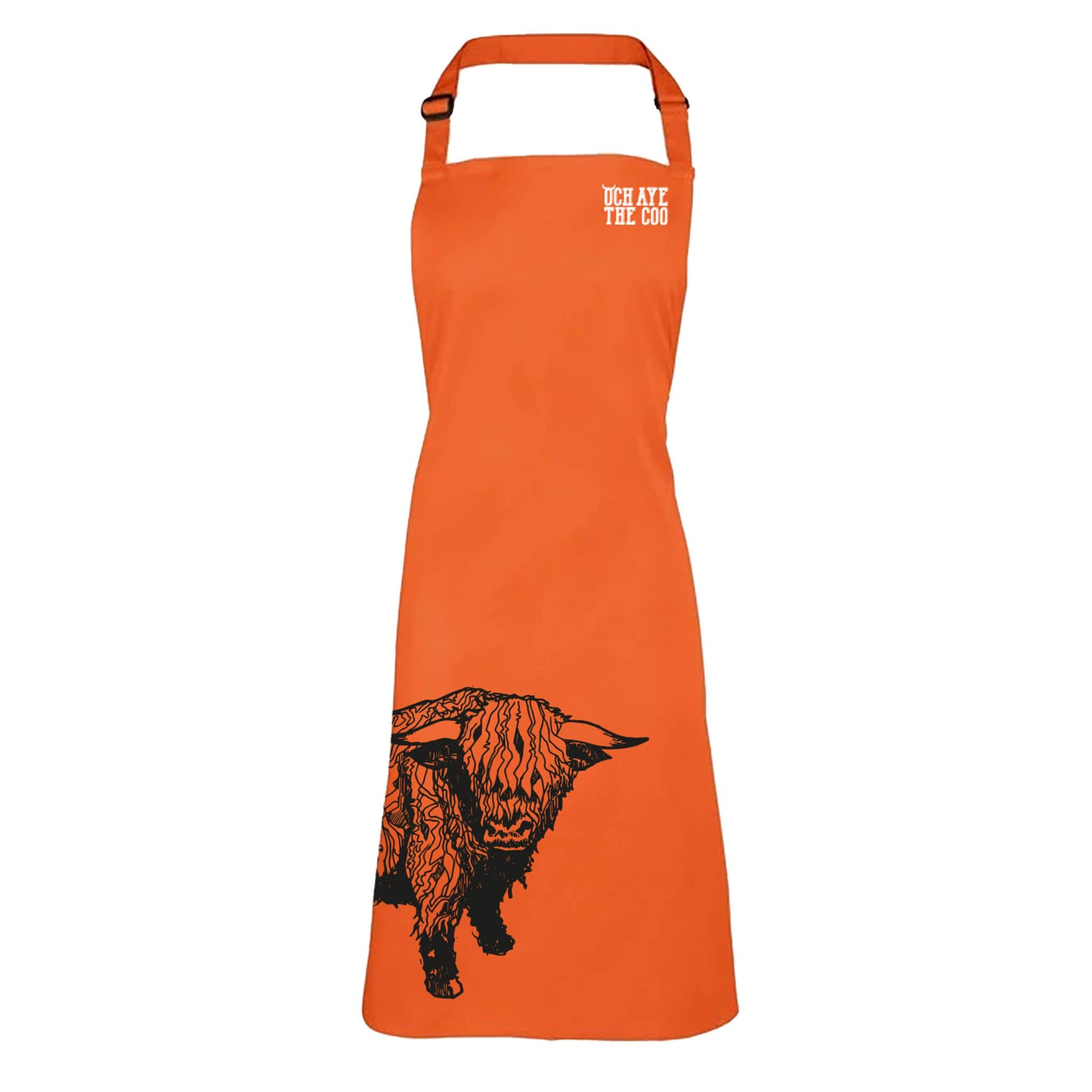 Coos The Noo | Cookks Apron | Orange | Och Aye The Coo