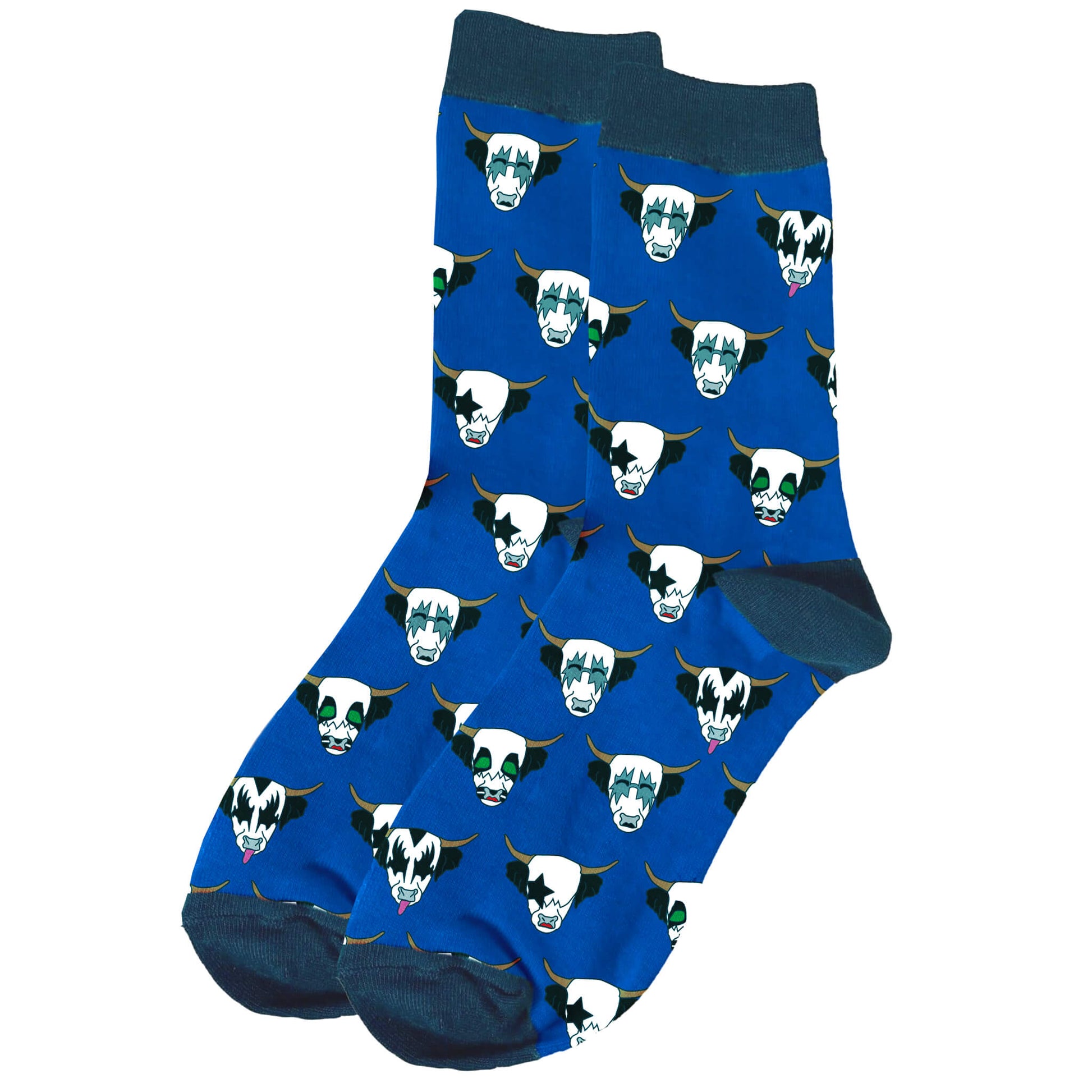 Moo Knitted Cotton Socks | Blue | Och Aye The Coo